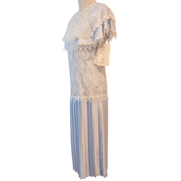 Scott McClintock Vintage NWT Size 6 Powder Blue Coquette Lace Pleat Skirt Dress - Picture 2 of 12